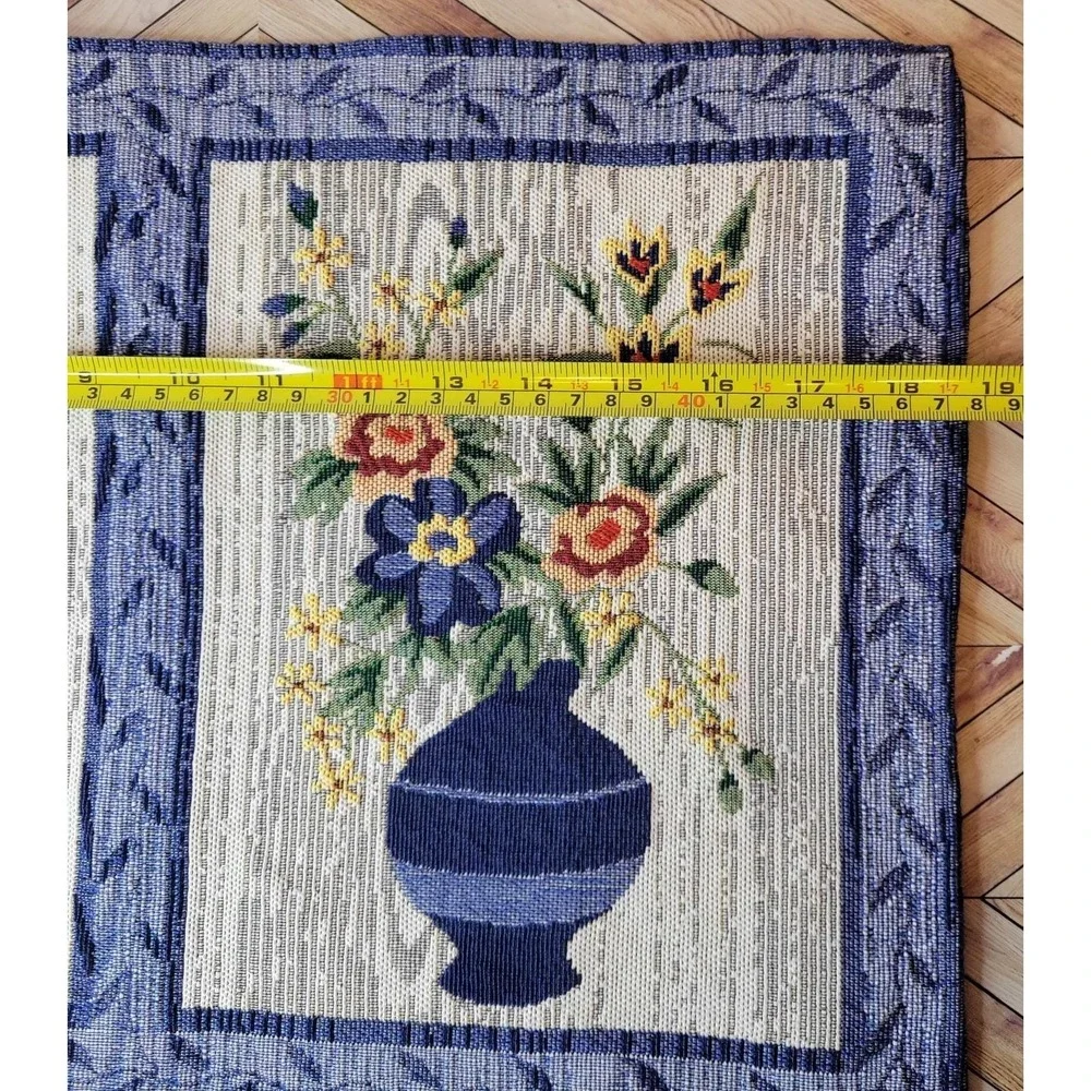 Vintage Tapestry Cloth Art Floral Flowers In Vases Wall For Frames Hanging